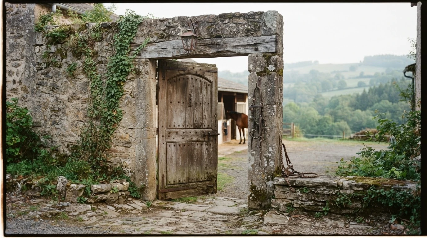 Entrée du La voix du cheval, centre équestre à Allègre